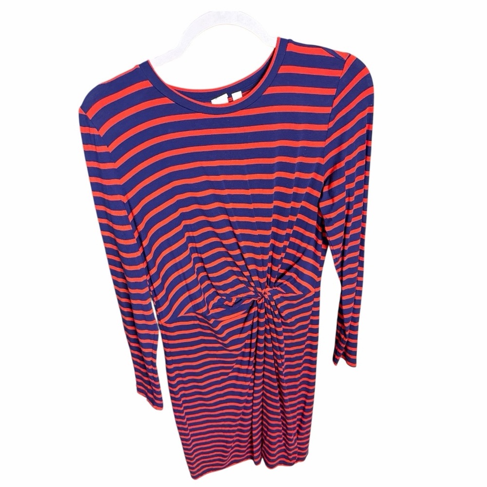 GAP Red and Blue Striped Long Sleeve Dress